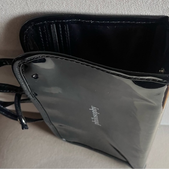 2/$30 PHILOSOPHY Black Patent Cosmetic Makeup Bag Organizer Travel Case. - Picture 5 of 12
